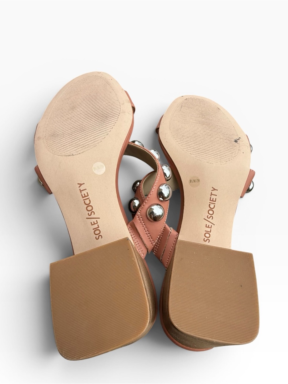 Sole Society Sasandrah Studded Block Heel Sandals Size 8.5 - Picture 7 of 8